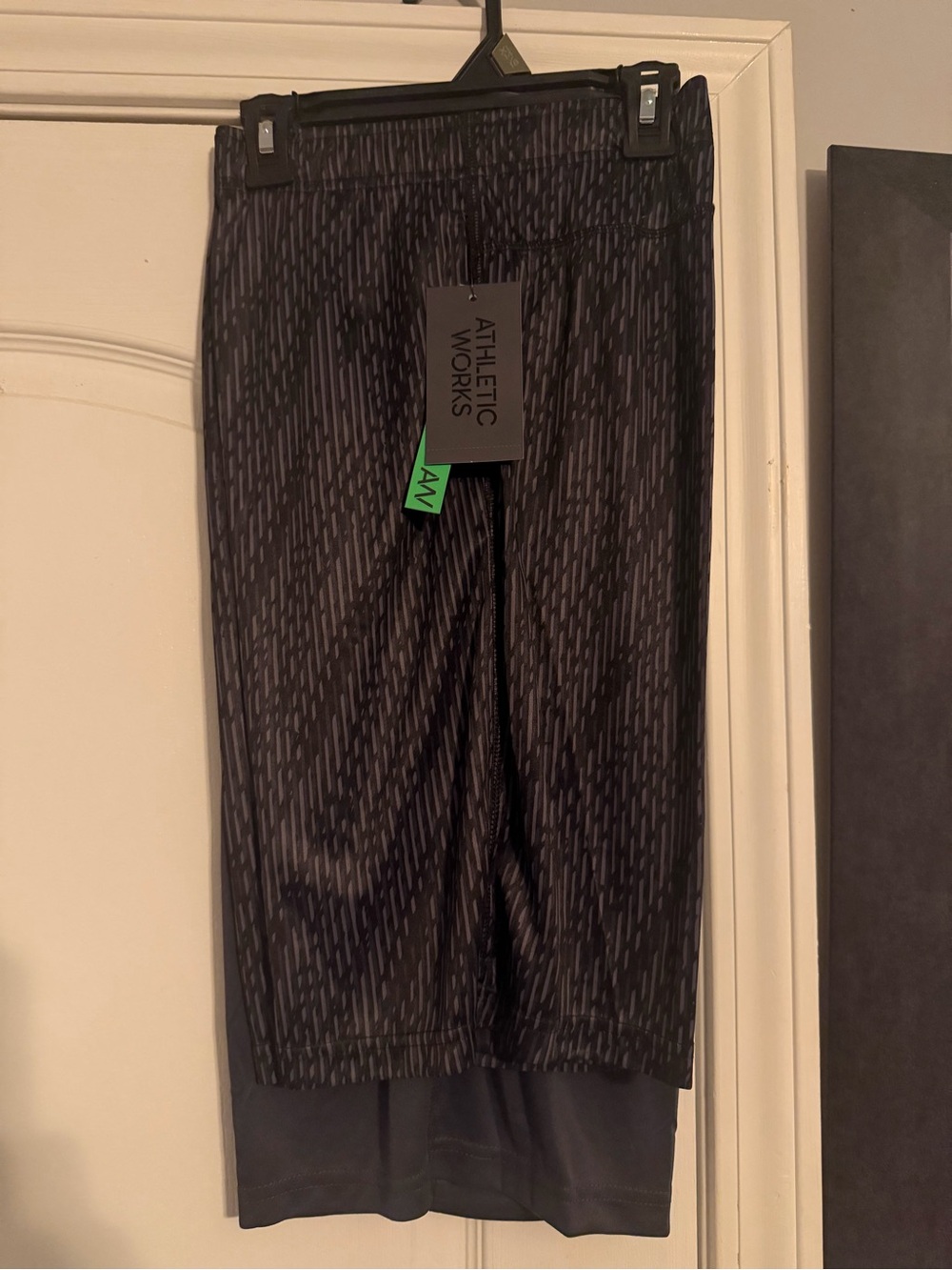 Athletic Works kids Black Patterned Athletic Shorts with Subtle Stripe Print